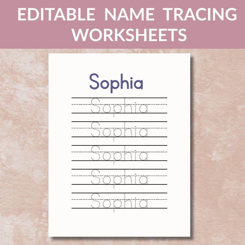 Editable Name Tracing Pages | Worksheet Handwriting Practice (instant ...