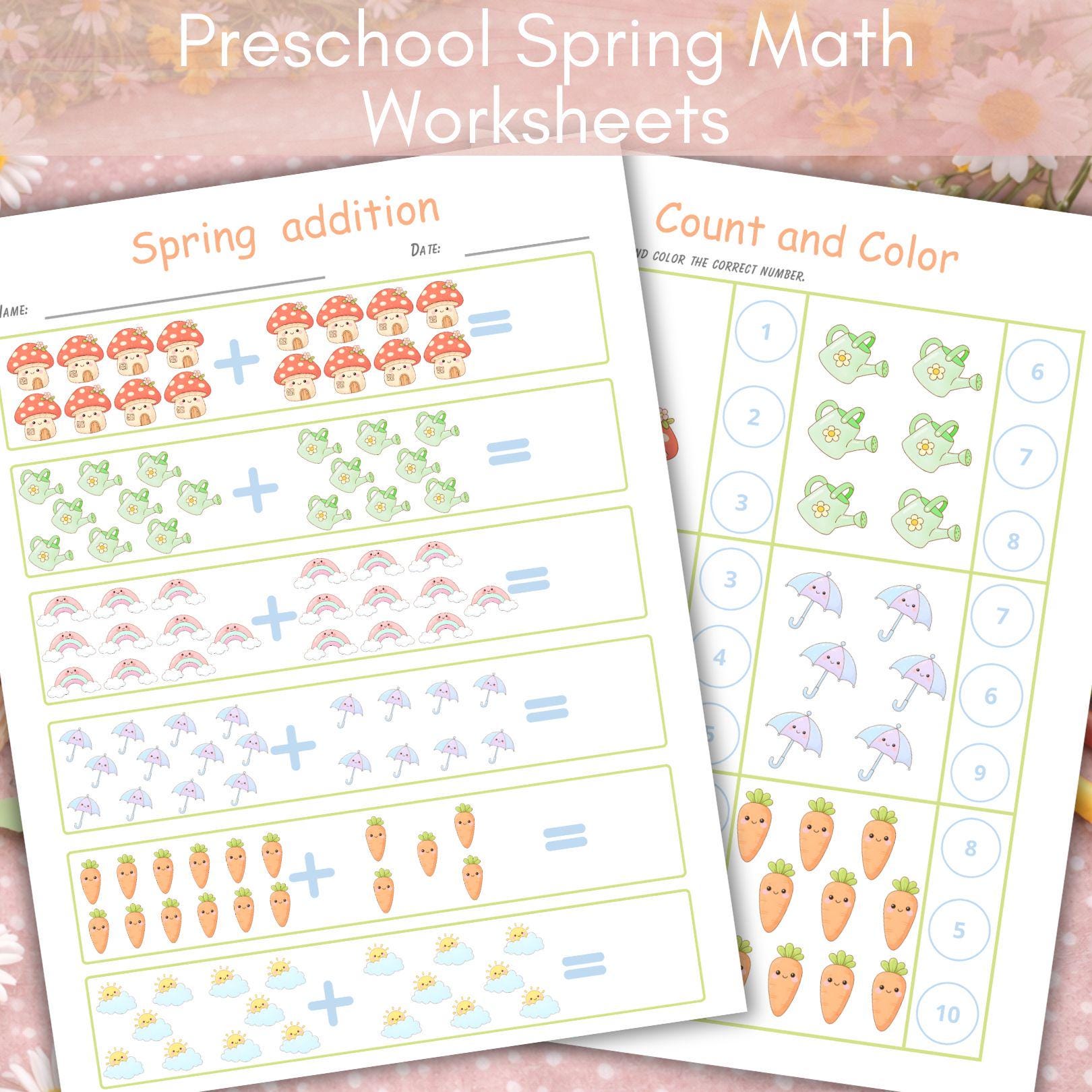 Preschool Spring Math Worksheets | Printable Spring Math Activity Pages ...