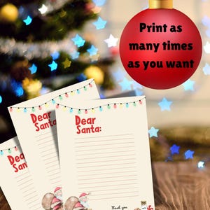Letter to Santa Printable: Christmas Wish List (PDF)
