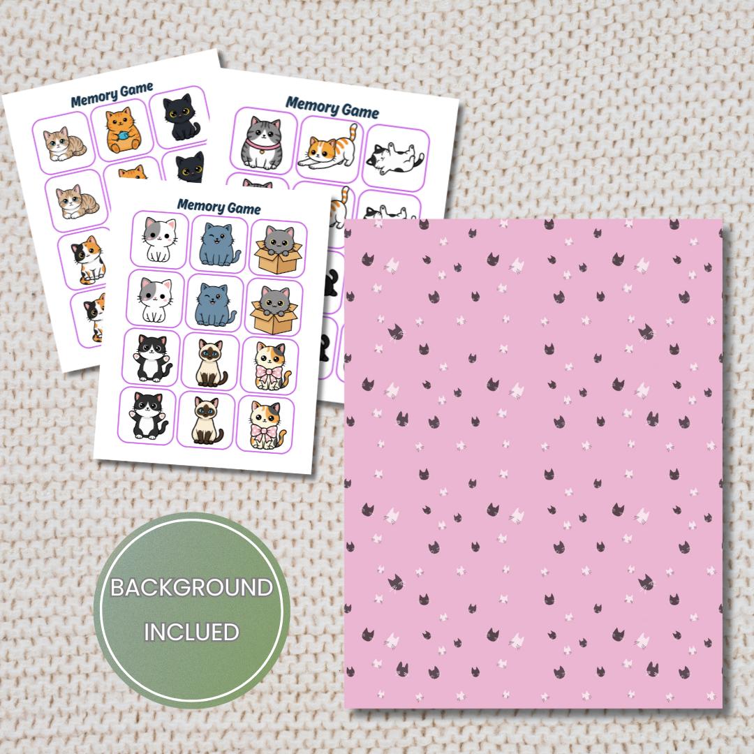 Cat Memory Matching Game for Kids | Printable Card Game (instant ...