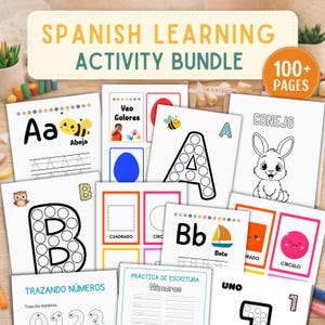 Spanish Worksheet Bundle | Learning Spanish Bundle | 100+ Spanish Learning Worksheets Bundle | Homeschool Spanish