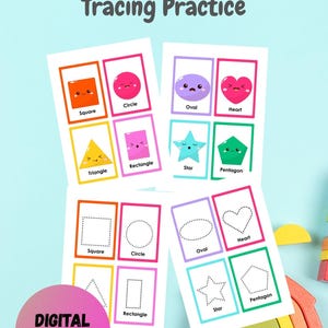 Geometric Shapes Flashcards for Kids: Learn & Trace (Digital Download)
