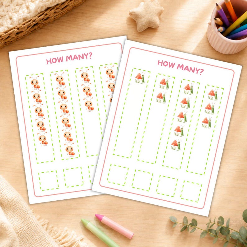 Counting Borders Printable Spring Math Counting Worksheets | How Many? Activities for ...