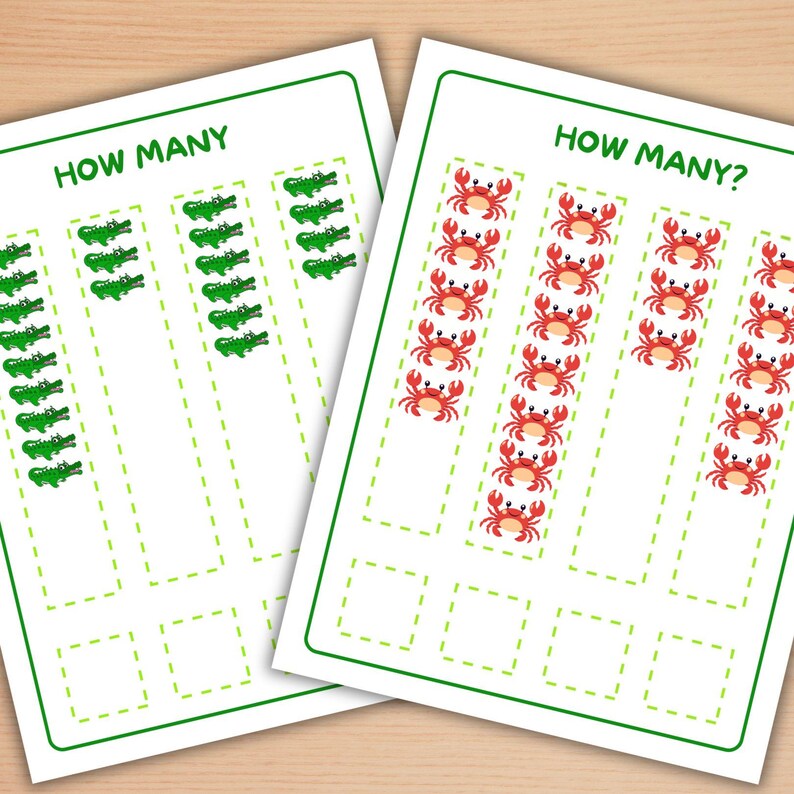 Counting Borders Printable Math Counting Worksheets | How Many? Activities for Preschool ...
