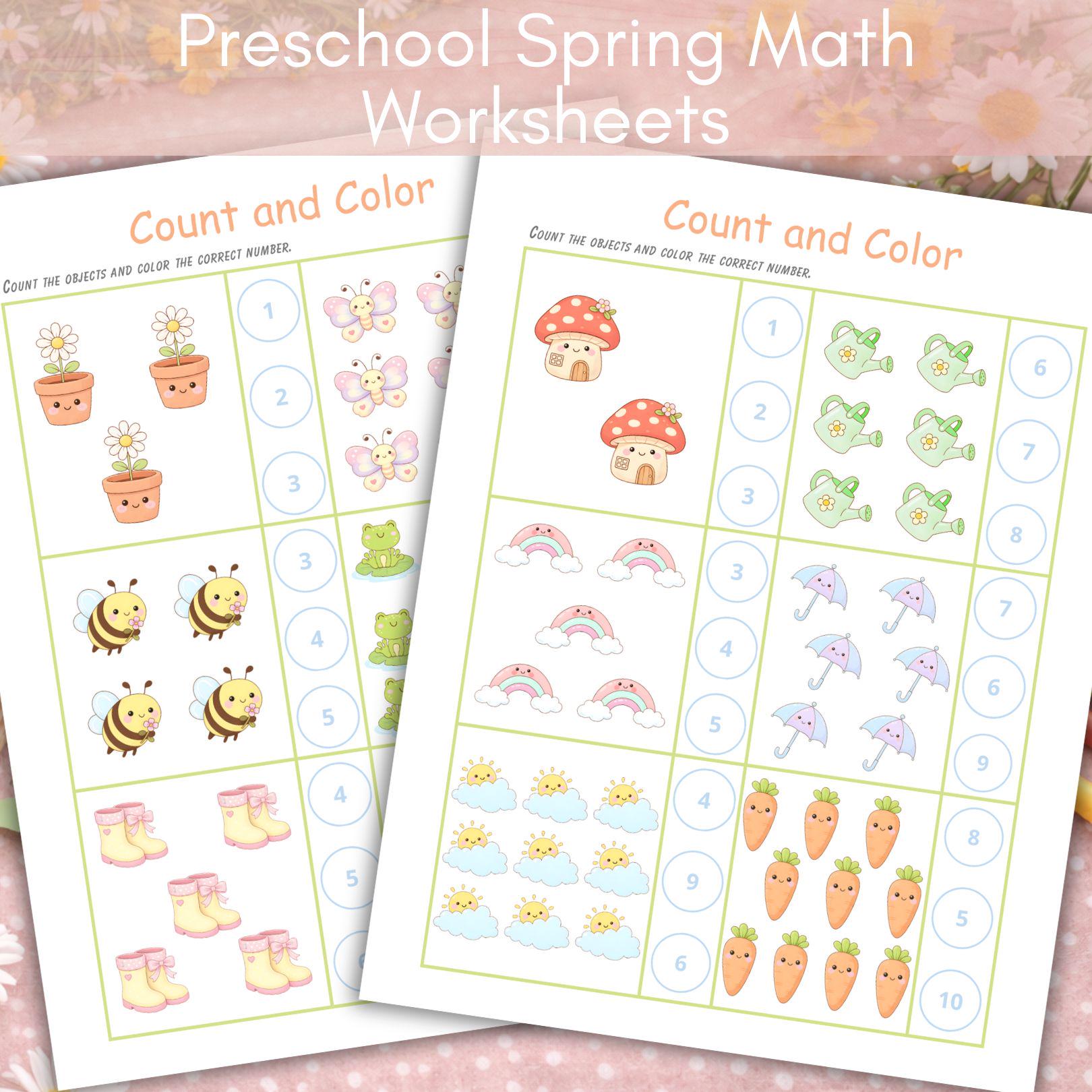Free Printable Spring Math Preschool Spring Math Worksheets | Printable Spring Math Activity Pages ...