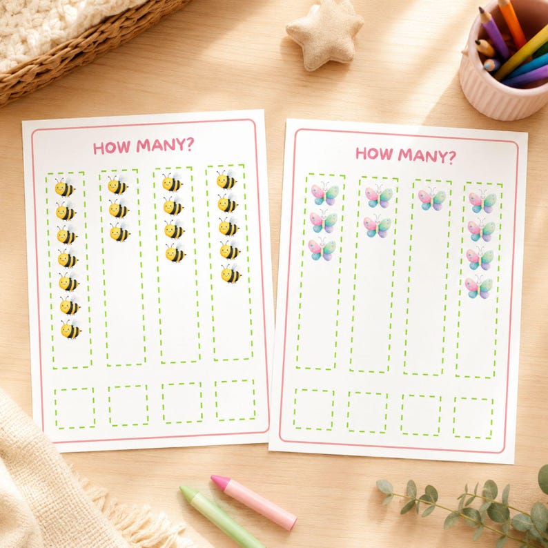 Counting Borders Printable Spring Math Counting Worksheets | How Many? Activities for ...