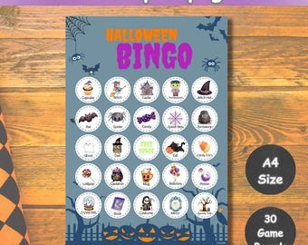 Gioco del Bingo di Halloween stampabile: 30 cartelle uniche (download digitale)