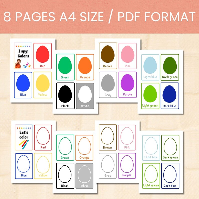 Color Flashcards for Kids: Printable Learning Activity (PDF Download A4 ...