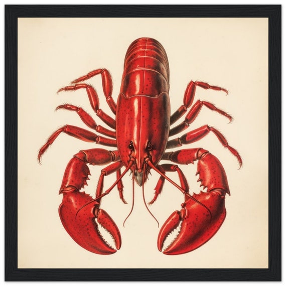 Vintage Hummer Poster | Red Lobster Printable | Mediterran Wall Art | Seafood Wall Print | Retro Kitchen Art
