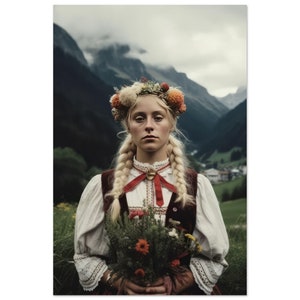 Dirndl Poster fürs Wohnzimmer | Bavarian Retro | Black Forest Vintage | Trachten | Geschenk