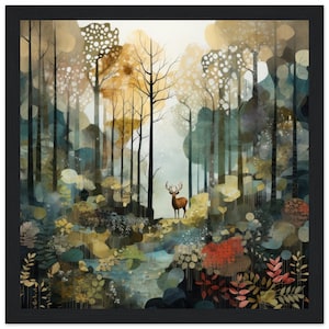 Black Forest deer | Black Forest Collage | Black Forest picture | Animal Poster Art | Gift