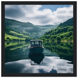 Fluss und Boot Poster | Schwarzwald Bild | Rheinland Bild | Rhein Panorama | Mosel Print | Fluss Photographie