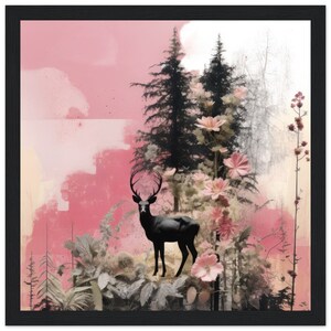 Schwarzwald Hirsch | Black Forest Collage | Schwarzwald Bild | Animal Poster Art | Geschenk