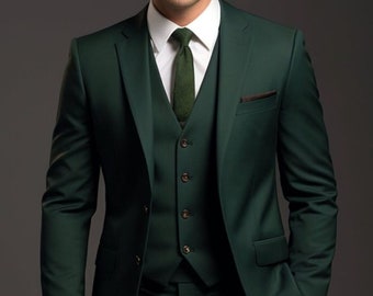 Vestido de hombre, Tres piezas verde, Trajes de hombre, Verde 2 piezas, Vestidos de novia, Trajes de novios, Trajes de eventos, Regalo para él.