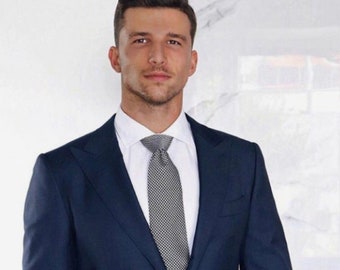 Men's Navy Blue Suit: Slim Fit 3-Piece Wedding Groom Attire