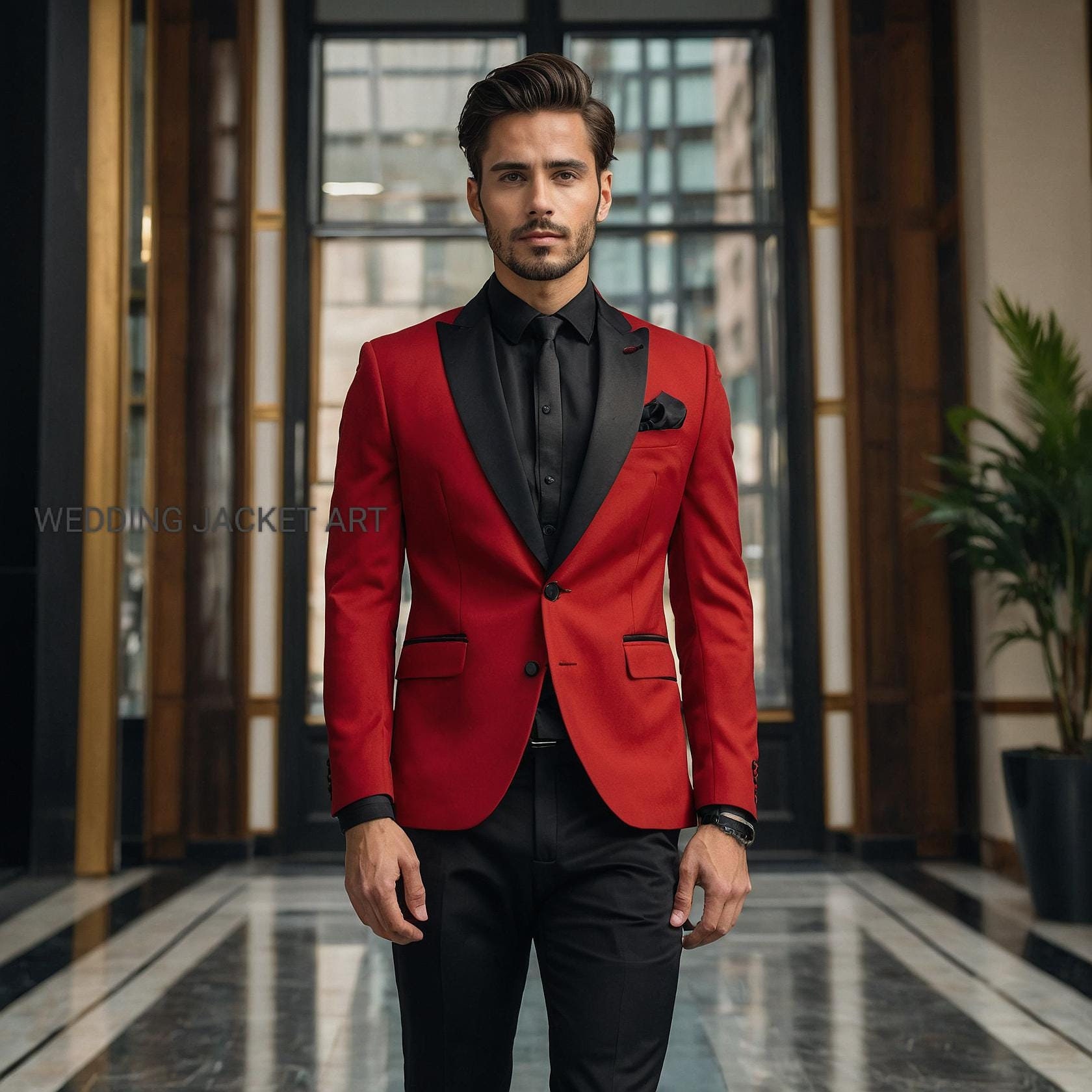 Black Suit With Red Tie Canada