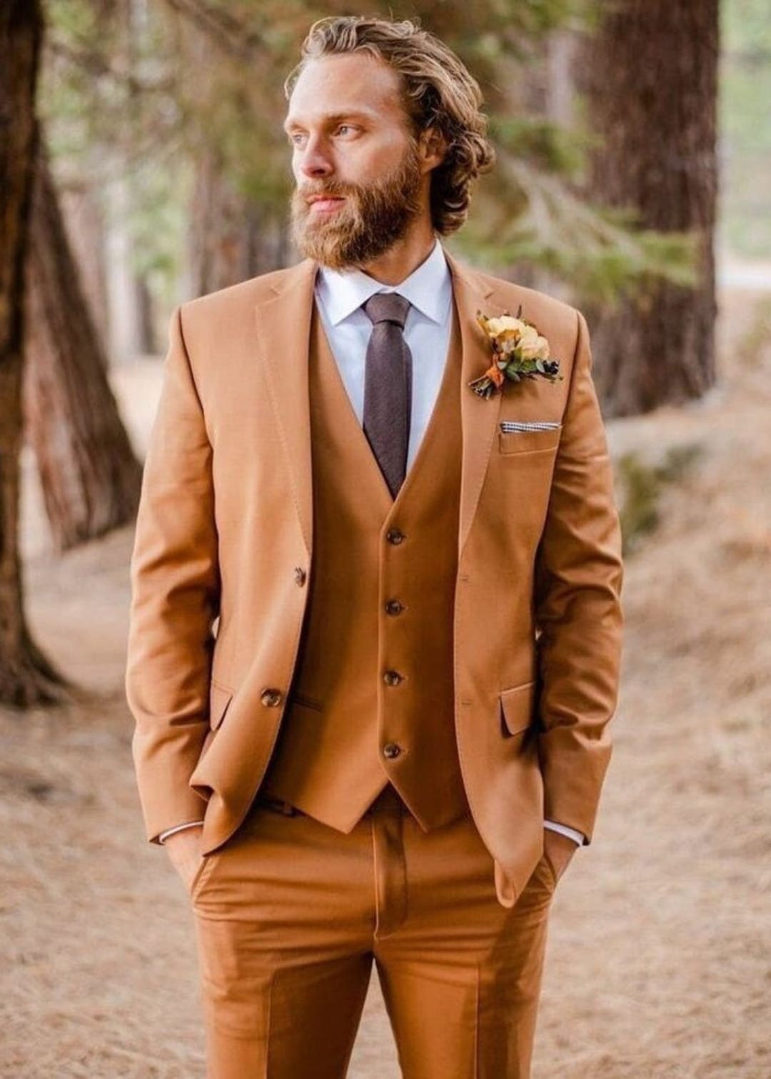 Orange Rust Men's Suit: 3-piece Wedding Groom Attire - Etsy