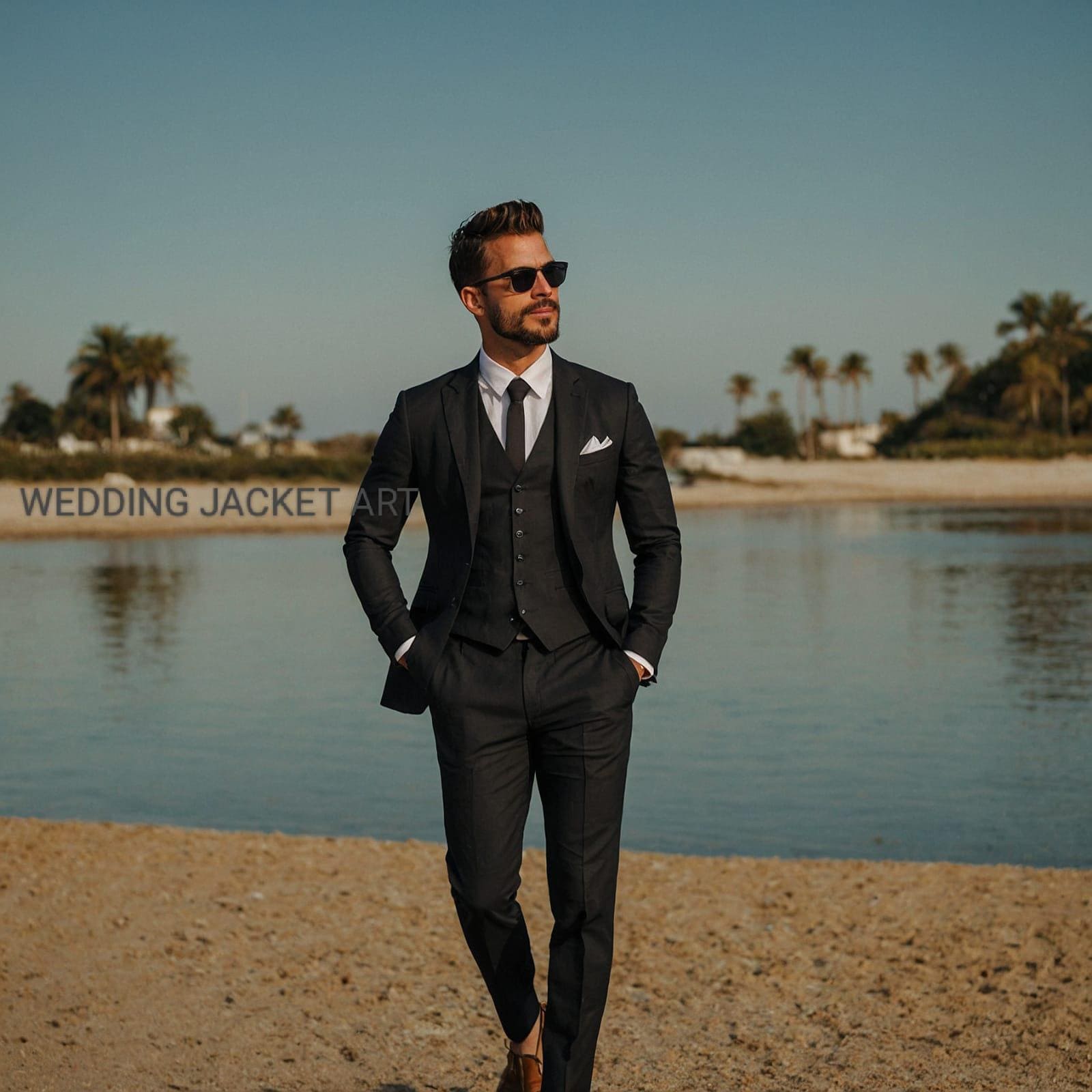 wedding dress men black Men's Black Suit, 40 Short, Modern Fit