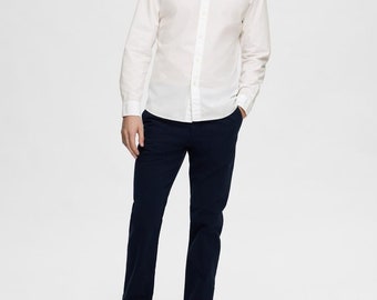 Men's White Dress Shirt & Black Trouser Set: Casual Party Suit Men's White Dress Shirt & Black Trouser Set: Casual Party Suit