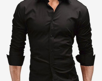 Men Shirt, Men's Black Shirt, Formal Fashion Shirt, Party Wear Shirt, Slim Fit Shirt, Casual Shirt, Cotton Shirt.