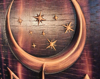 Carved Nyx Morning Glory Vine Wall Altar for Sacred Space and Offerings, Handmade