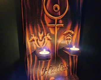 Hades Deluxe Three Candle Wall Altar for Sacred Space and Offerings (LAST CHANCE)