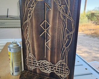 Carved Loki Wall Altar for Sacred Space and Offerings, Handmade