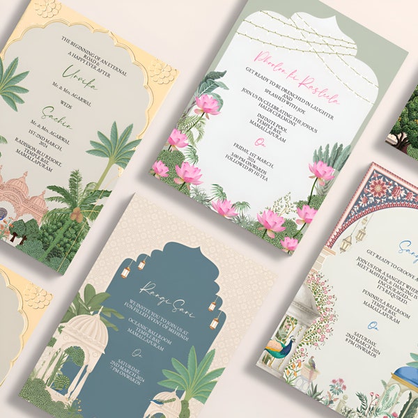 Pichwai Theme Wedding Invite