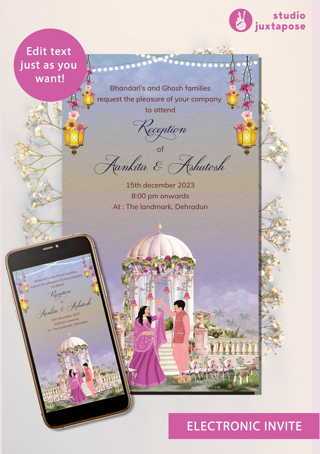 Buy Reception Invitation Indian Reception Invite Indian Wedding Card