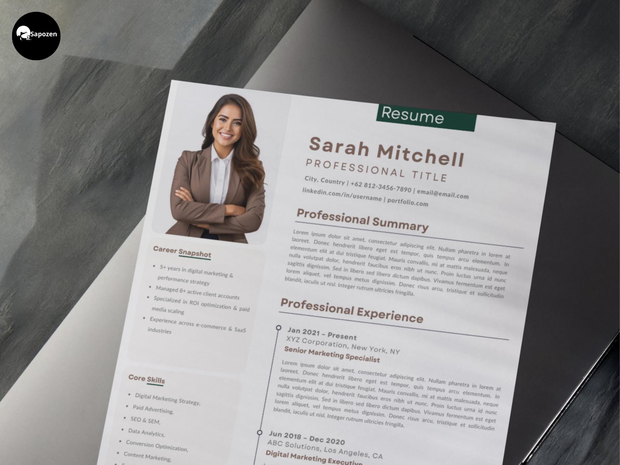 ATS Friendly Resume Template Canva | Professional CV for Job Seekers ...