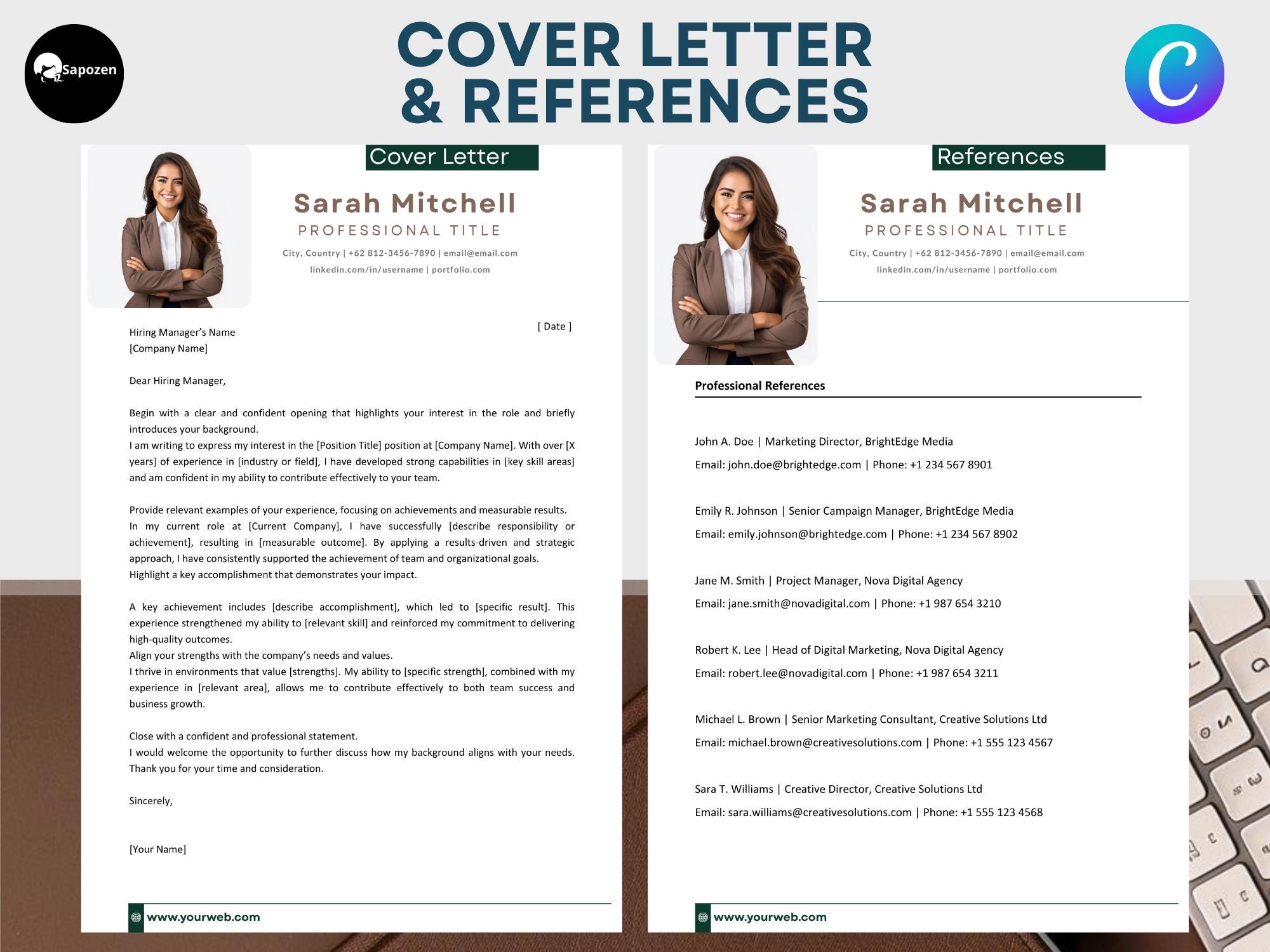 ATS Friendly Resume Template Canva | Professional CV for Job Seekers ...