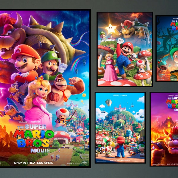 Affiche de film du film Super Mario Bros 2023 Film/décoration de chambre Art mural/affiche cadeau/impressions sur toile