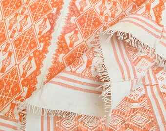 Handwoven Vintage Turkish Kilim Rug: Rustic Orange Wool Area Rug (3.7x5.9 ft)