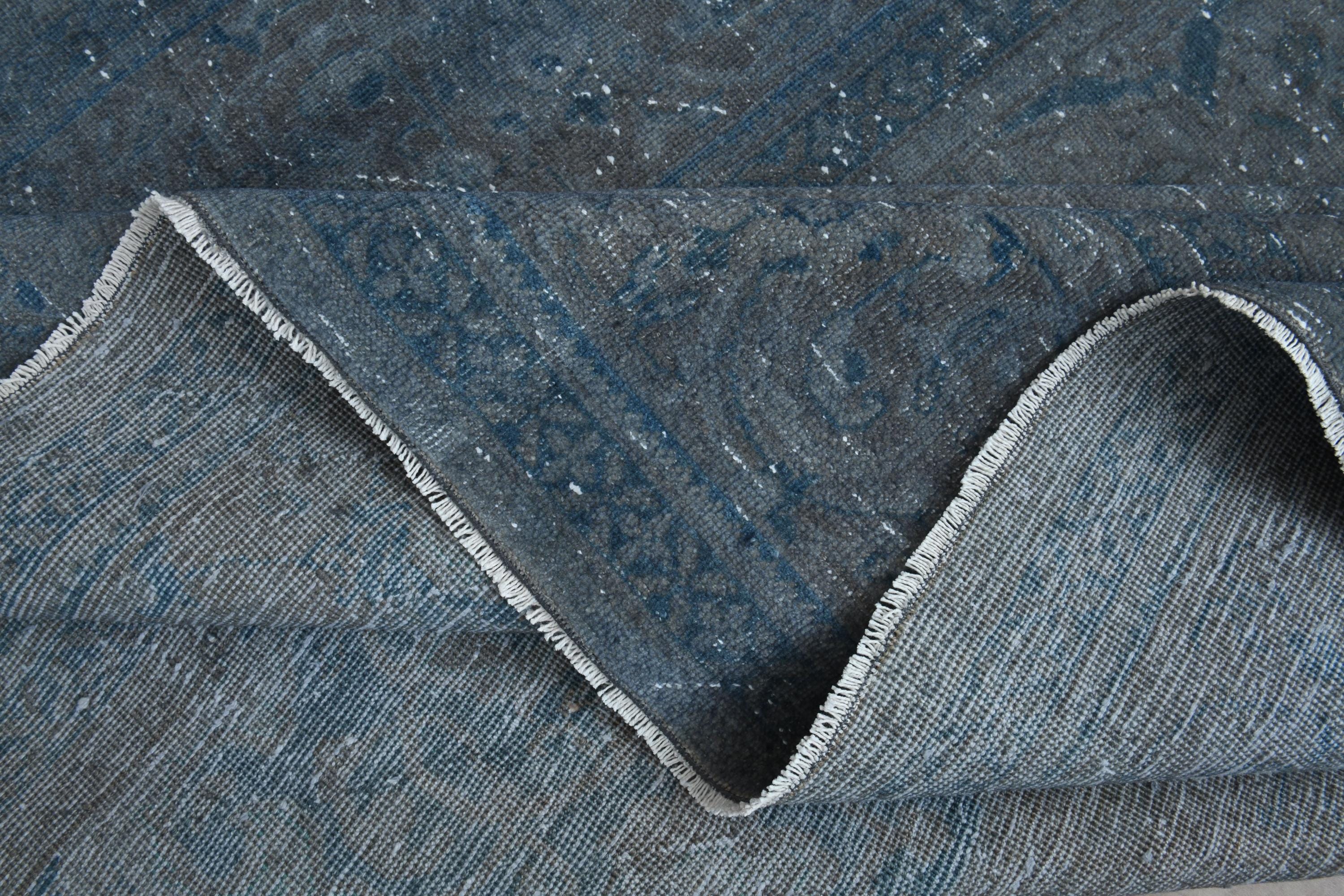 Moroccan Vintage Turkish Rug (9'6x12'5 Ft): Muted Colors Blue