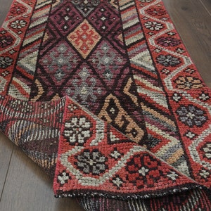 Vintage Oushak Rug Runner: Handwoven Wool Turkish Rug (3x10)