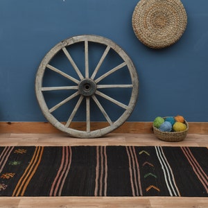 Vintage Turkish Kilim Runner: Handwoven Wool Flatweave Rug (4&#39;1x12&#39;4 ft)