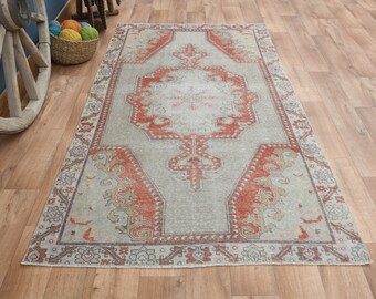 Handgewebter Oushak Wollteppich: Türkischer Teppich 1,20x2,30cm