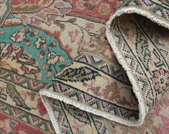 Pink Turkish Wool Rug (10'1x12'4 ft) - Vintage Handmade Area Rug