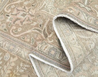 Oversized Orange Oushak Wool Rug, Handmade Vintage Persian Style, 9'8x12'8 ft