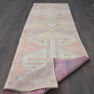 Vintage Turkish Runner Rug - 2.8x10.7 ft Purple & Pink Runner for Living Room, Hallway Decor, Home Style Charm, Classic Turkish Rug Runner