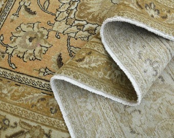 Orange Distressed Large Rug, Oversized Vintage Wool Turkish Rug - 9'6x12.6 ft