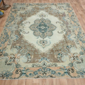300x400 cm, PERSISCHER LUXUS TEPPICH, Vintage Teppich, Wollteppich, Wohnzimmerteppich, Großflächenteppich, Antiker handgefertigter Teppich, Oushak Teppich