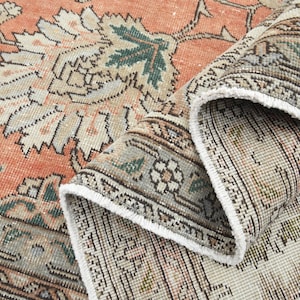9&#39;4x12&#39;6 ft, LARGE OVERSIZED RUG, Vintage Wool Rug, Orange Green Rug, Large Area Rug, Antique Persian Rug, 8x11 Rug, Oushak Rug, Star Rug
