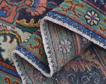 Handmade Wool Oushak Rug: 7'9x11'2 ft Vintage Turkish Area Rug