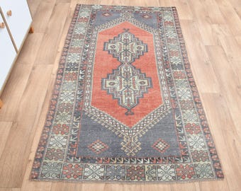 100x200cm, KORALLENteppich, Vintage Türkischer Teppich, Wollteppich, Handgefertigter Teppich, Wohnzimmerteppich, Wohndekor, Abstrakter Teppich