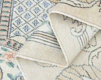 Handmade Oushak Wool Rug 6'1x9'4: Vintage Turkish Bohemian Decor