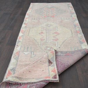 Vintage Turkish Runner Rug 3.1x9.2 ft, Handmade Anatolian Wool Rug, Boho Hallway Decor, Distressed Area Rug, Unique Turkish Carpet, Purple