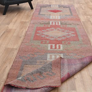 Vintage Turkish Wool Runner Rug: Tribal Hallway Rug (3&#39;1x11&#39;4 ft)
