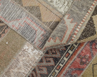 Handgefertigter Vintage Teppich Patchwork: Türkischer Minimalistischer Bauernteppich 230x300 cm