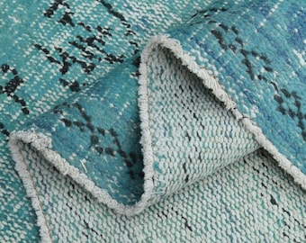 Faded Blue Turkish Rug (6.4x10.2 ft): Handwoven Wool Boho Rug